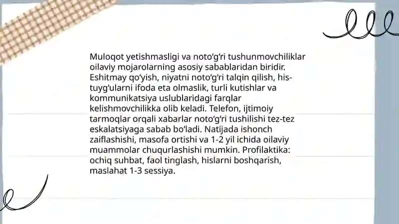 Oilaviy mojarolar va ularning sabablari 4