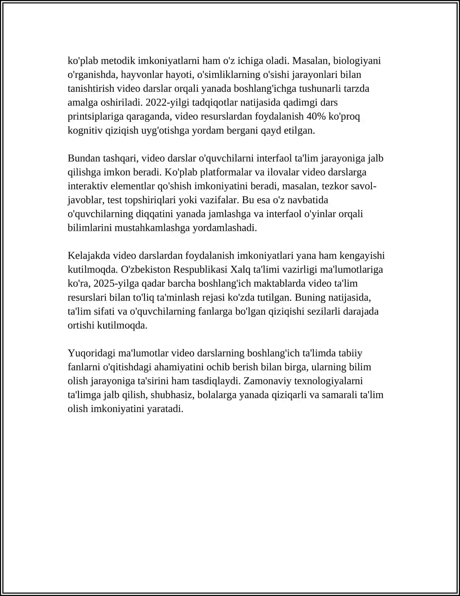 BOSHLANĞICH TA'LIM TABIIY FANLARI DARSLARIDA ÕQUV VOSITALARI MULTIMEDIA VA DIDATIK MATERALLAR FOYDALANISH METODIKASI 4