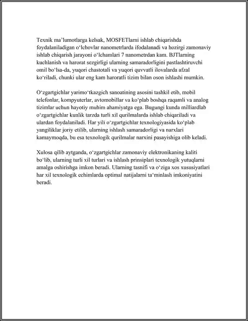 ELEKTRON QURILMALARDA O'ZGARTIRGICHLAR 4