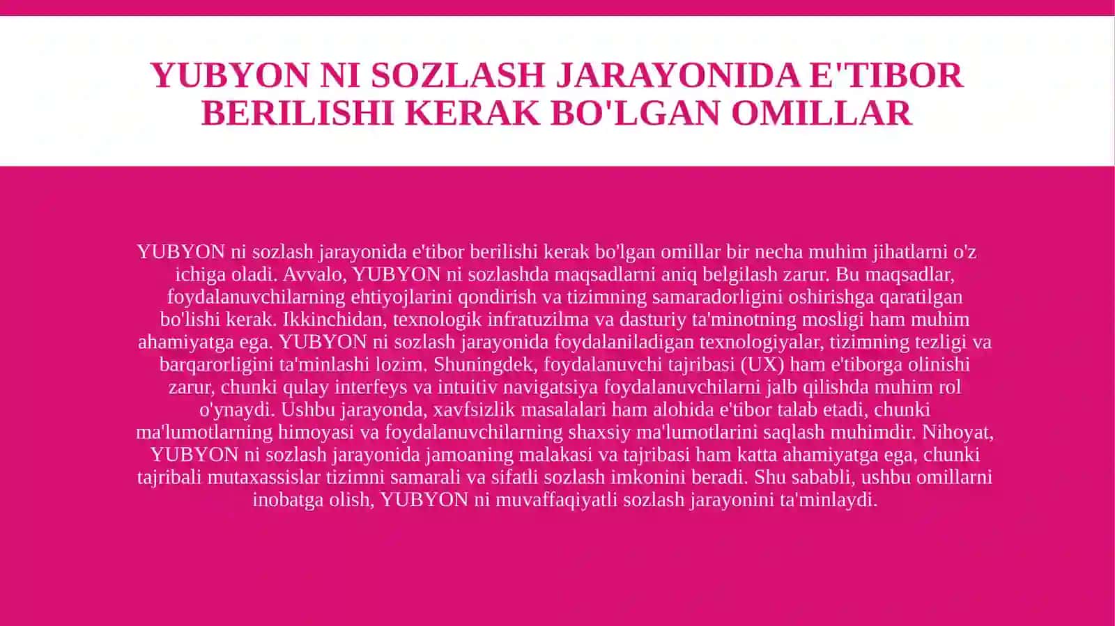 YUBYON ni sozlash 4