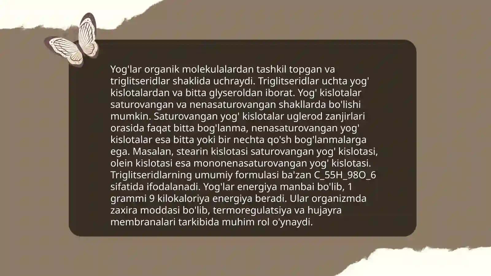 Yog'larning erish va qaynash harorati Madirimova Qizlarxon 4