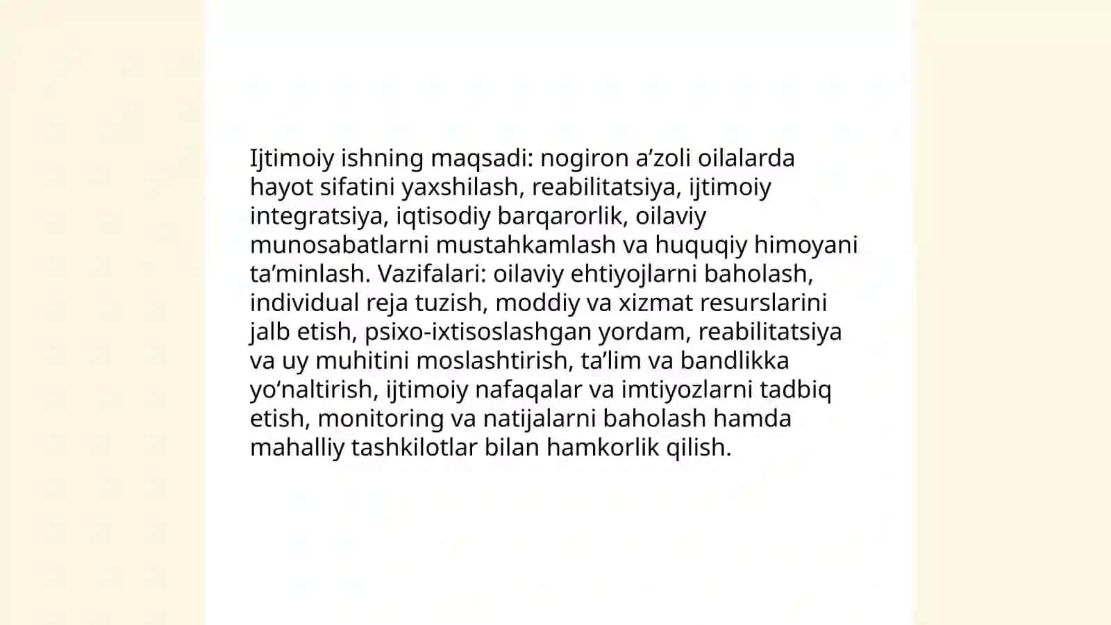 Nogiron oila a’zosi boʻlgan oilada ijtimoiy ishning mazmuni va mohiyati 4