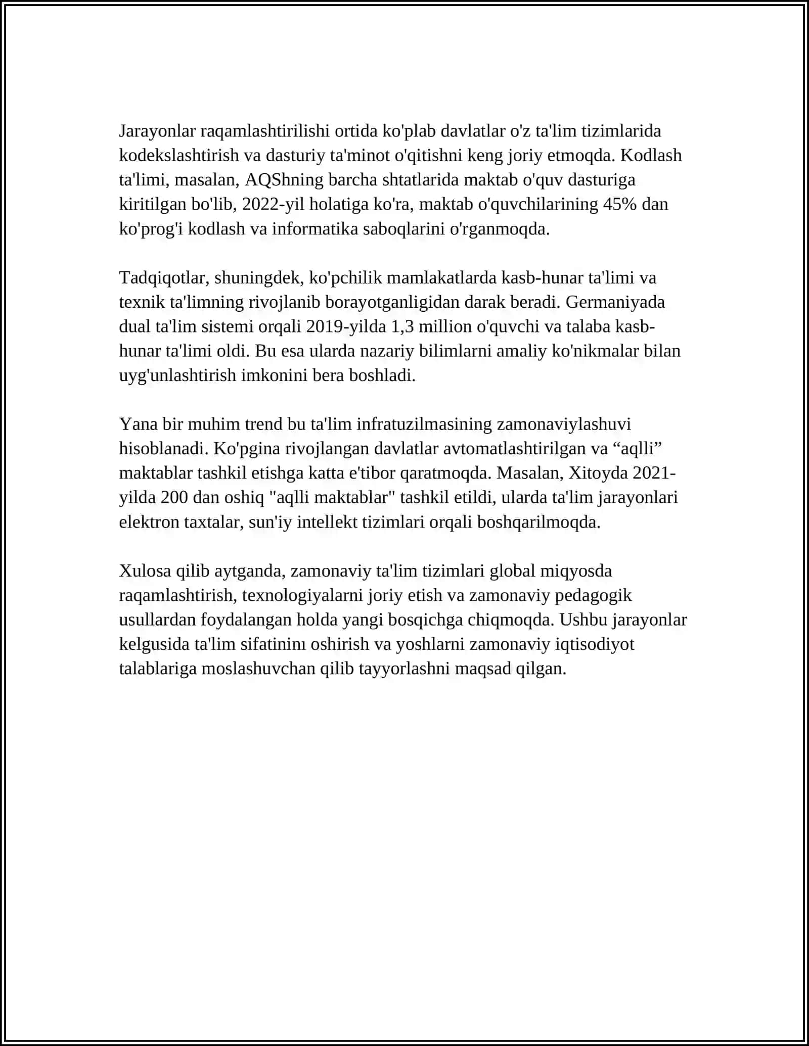 O'ZBEK TILIDA TO'SIQSIZLIK MA'NOSINI IFODALASH 4