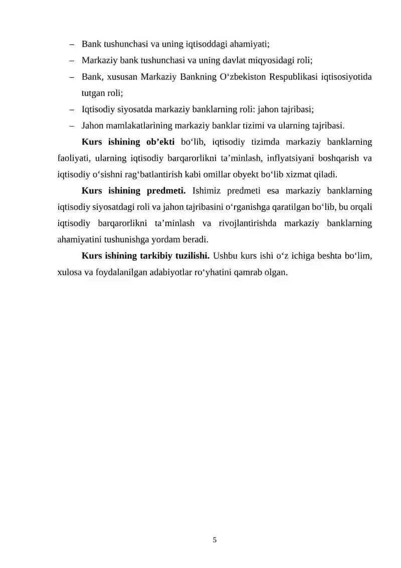 IQTISODIY SIYOSATDA MARKAZIY BANKLARNING ROLI: JAHON TAJRIBASI 4