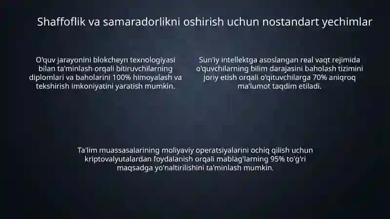 Ta‘lim sifatini ochiqligi va samaradorligini oshirish uchun nostandart qarorlardan foydalanish 4