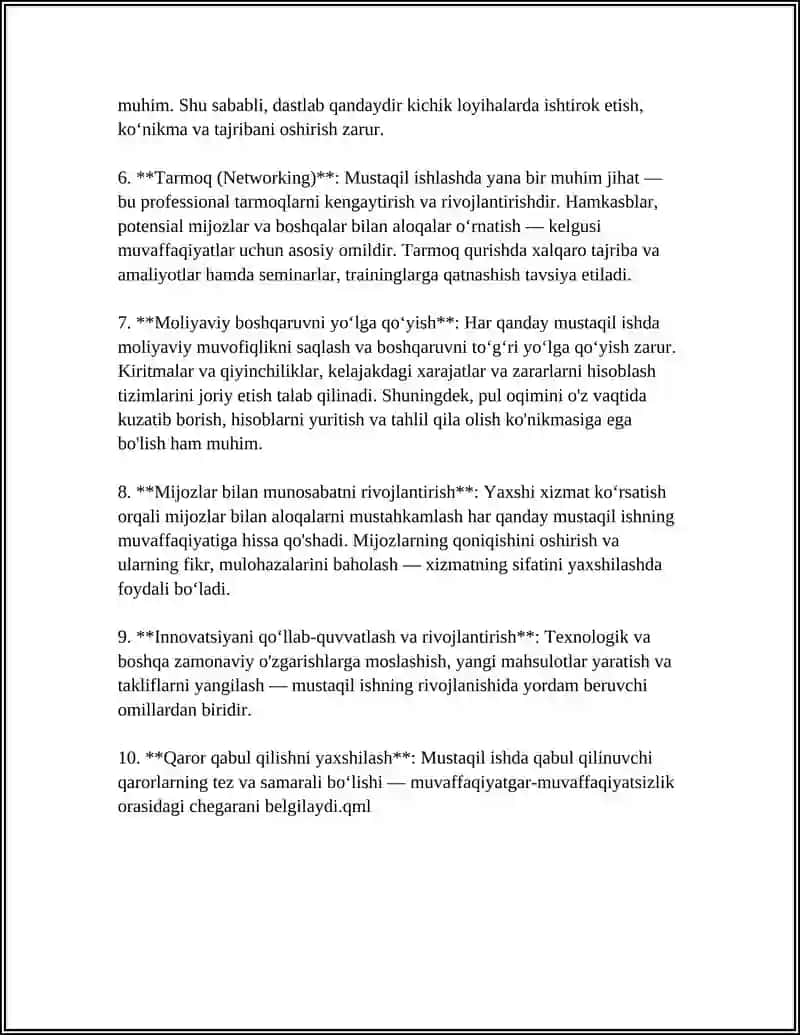 MUSTAQIL ISH 4
