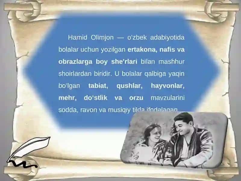 Hamid Olimjon bolalarning ertaknafis shoiri 4