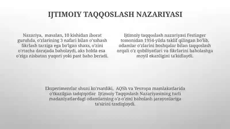 Sotsial psixologiyada ijtimoiy-psixologik nazariyalar 4
