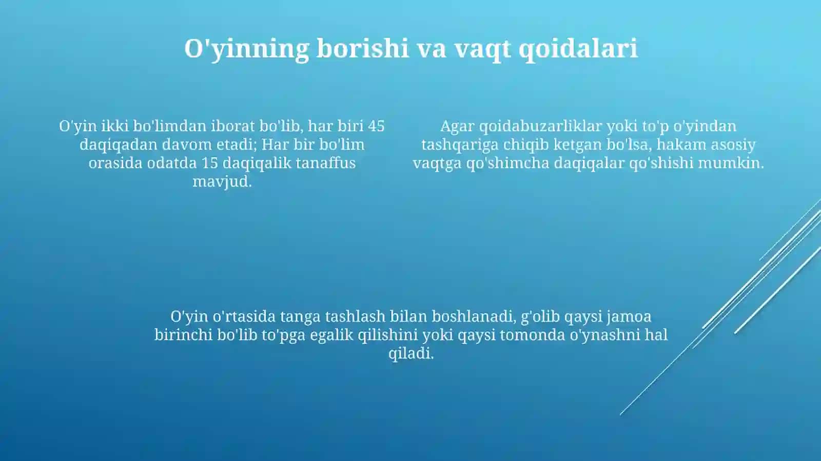 Futbolda o'yin qoidalari va ularga rioya qilish 4