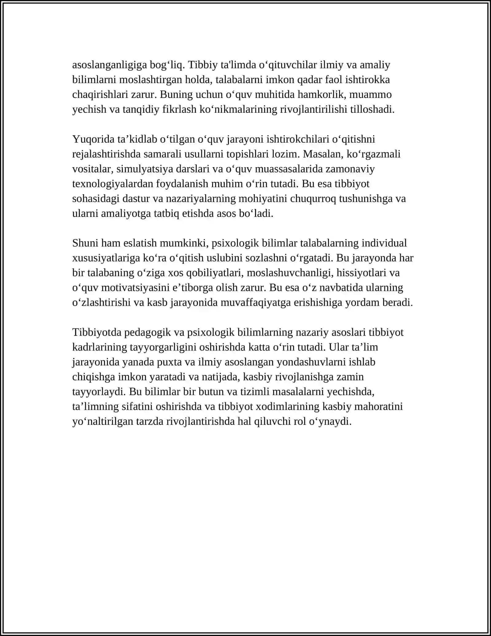 TIBBIYOTDA PEDAGOGIK VA PSIXOLOGIK BILIMLARNING OʻRNI VA AHAMIYATI 4