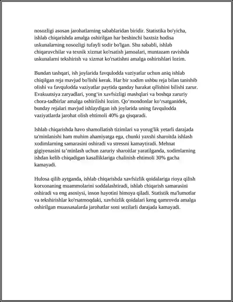 Ishlab Chiqarishdagi Baxtsiz Hodisalar va Baxtsiz Hodisalarni Tekshirish 4