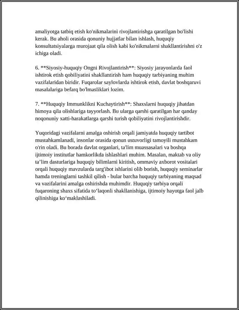 HUQUQIY TARBIYANING ASOSIY YO‘NALISHLARI. SHAXS XUSUSIYATLARI XILMA-XILLIGI, UNING HUQUQIY TARBIYADAGI XUSUSIYATLARI 4
