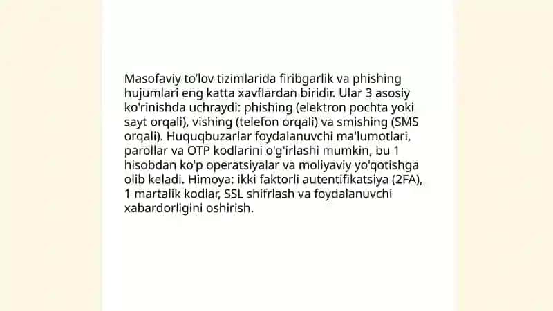 Masofaviy to’lov tizimlarining kamchiliklari 4