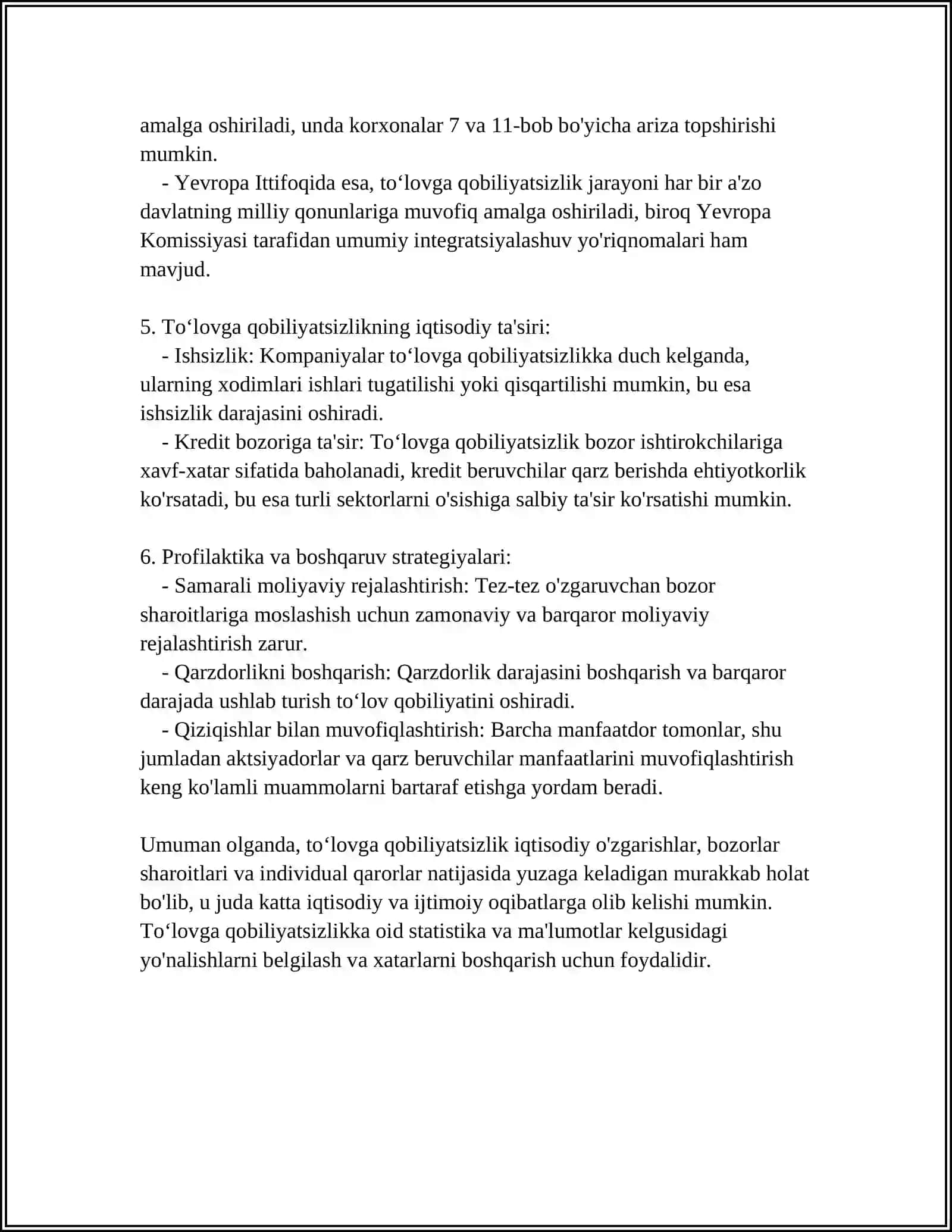 TADBIRKORLIK SUBYEKTLARNING TOʼLOVGA QOBILIYATSIZLIGI 4