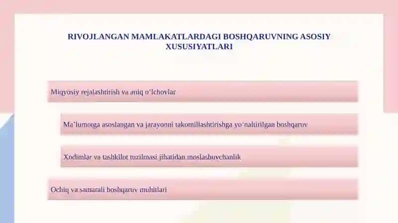 Rivojlangan mamlakatlarning biznesni boshqarish tajribasi 4