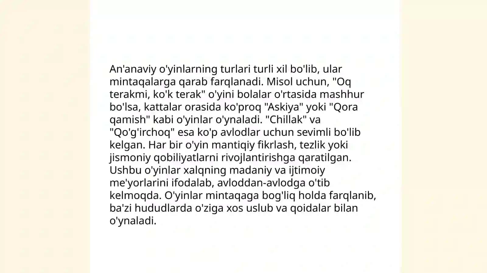 Milliy va harakatli o'yinlar 4