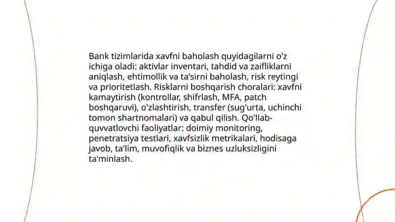 Bank tizimlarida kiberxavfsizlik boshqaruvi 4