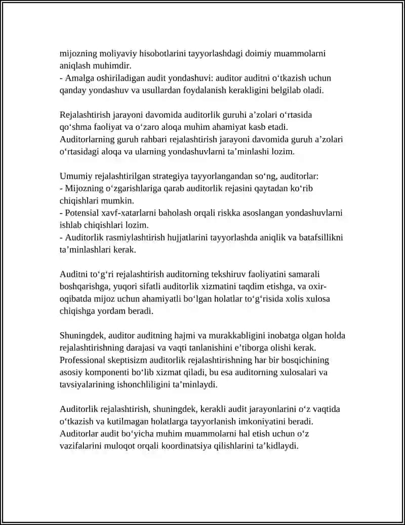 ISA 300 "PLANNING AN AUDIT OF FINANCIAL STATEMENTS” 4