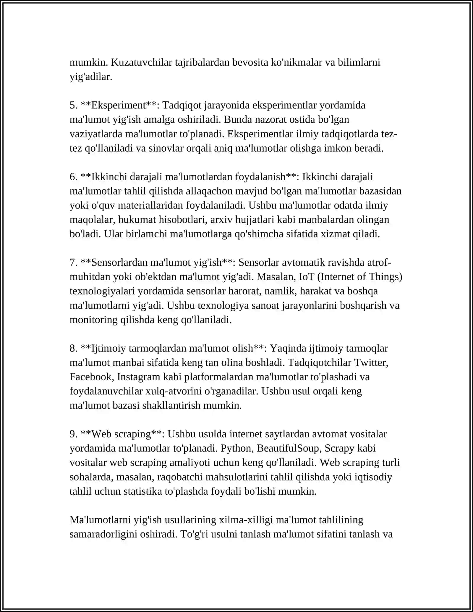 SOTSIOLOGIK TADQIQOTLARDA MA'LUMOTLARNI QAYTA ISHLASH METODOLOGIYASI 4