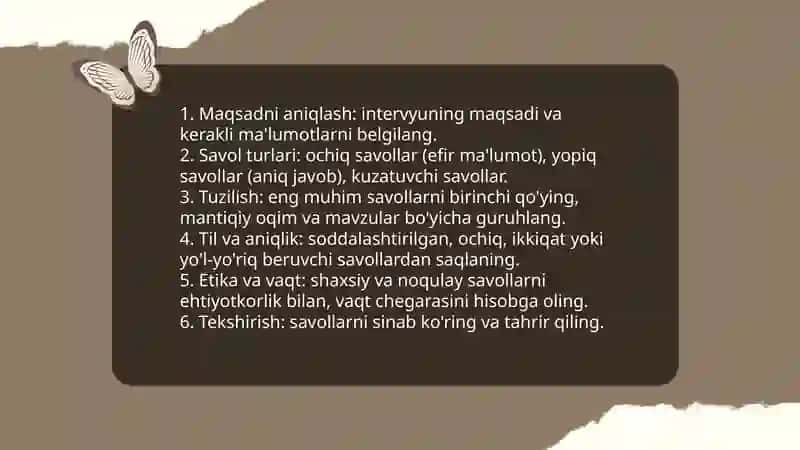 Intervyu olish va intervyu berish qoidalari 4