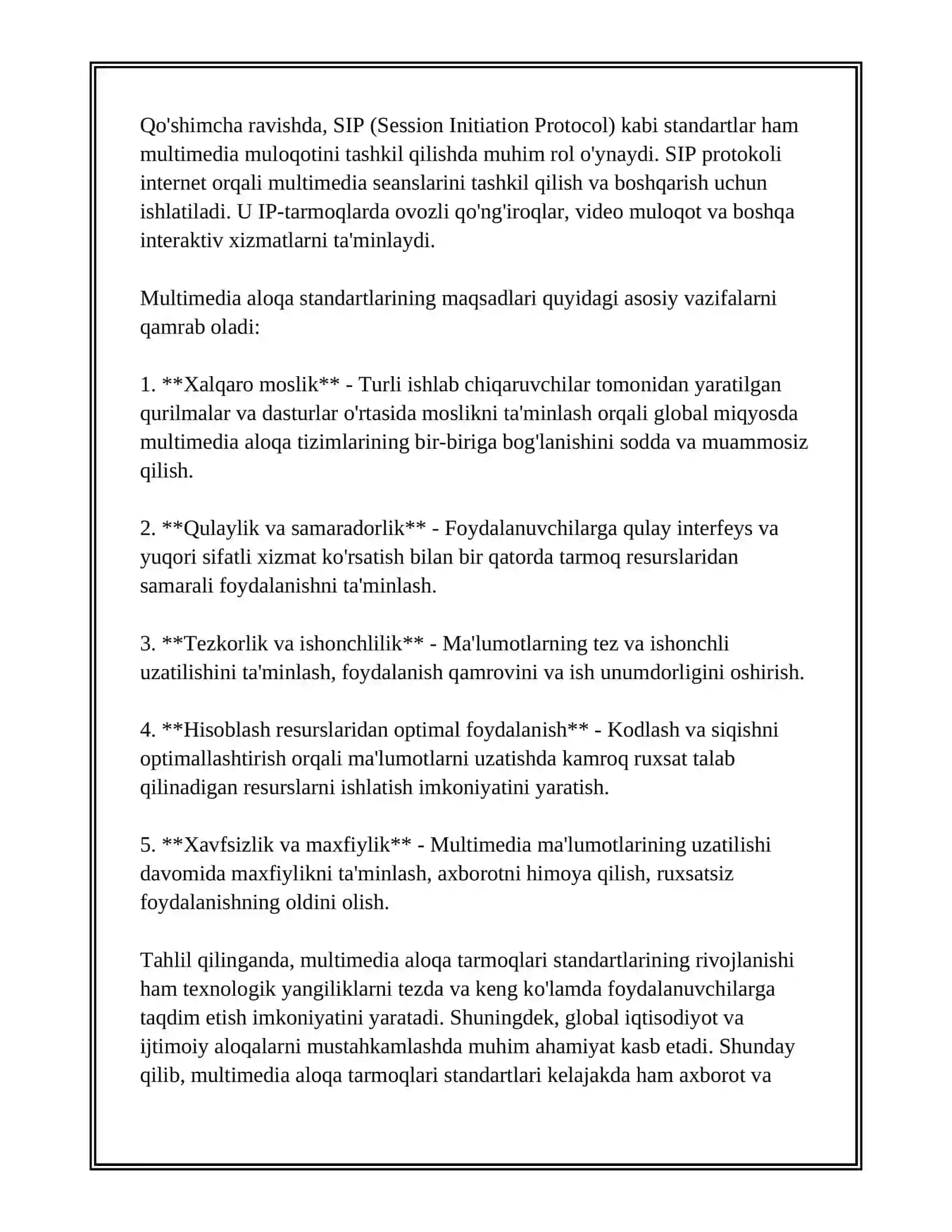 MULTIMEDIA ALOQA TARMOQLARI STANDARTLARI 4