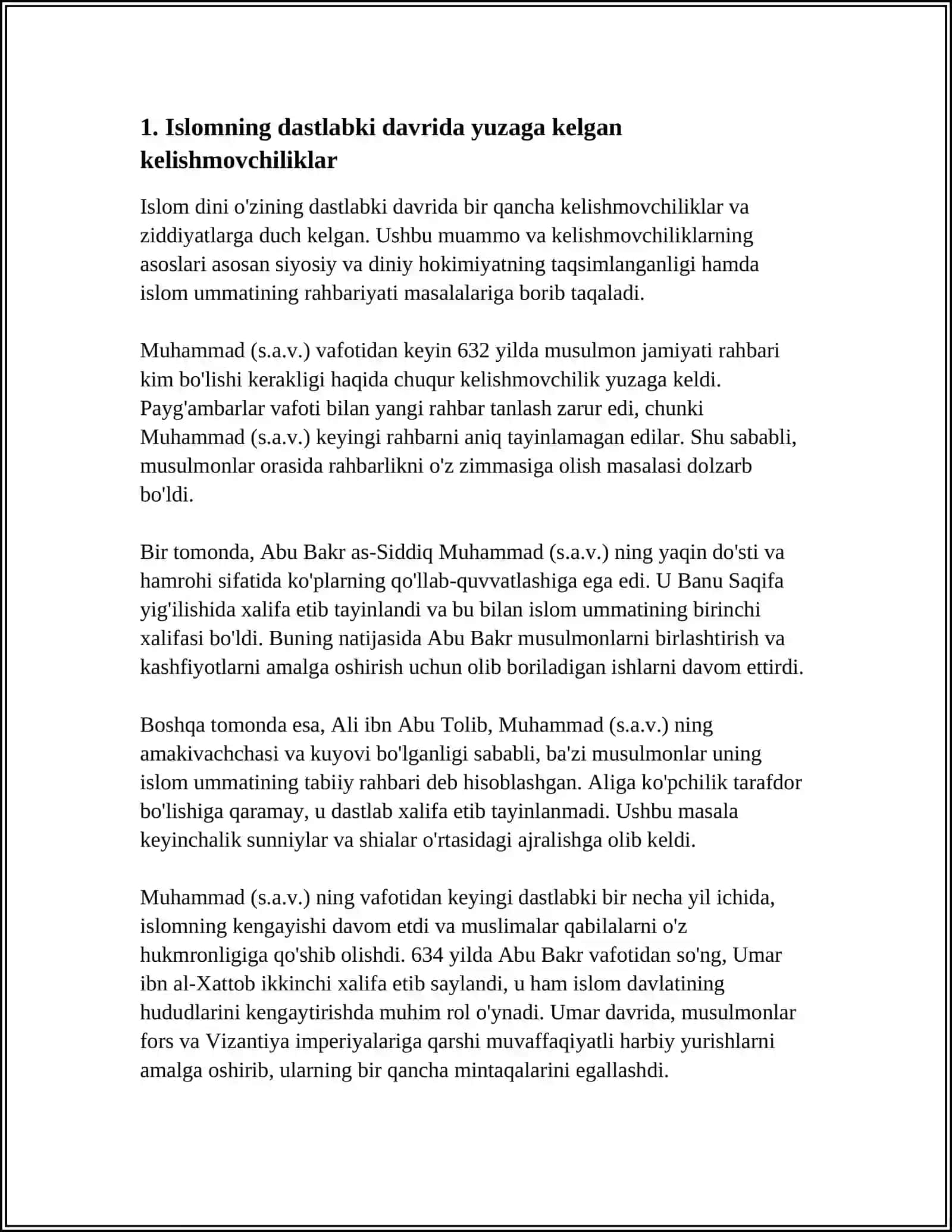 ISLOM OQIMLARI VA YOʻNALISHLARNING PAYDO BOʻLISHI SABABLARI EʼTIQODDAGI BOʻLISHLARNING SABABLARI VA OQIBATLARI 4