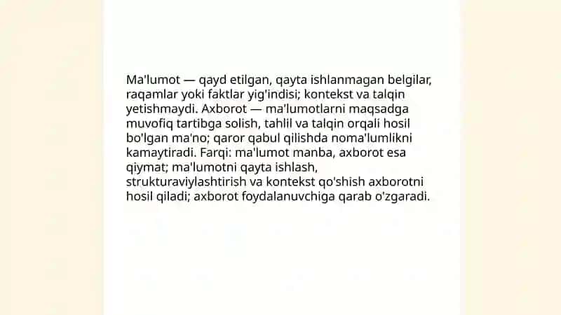 Axborot va ma'lumot tushunchasi 4