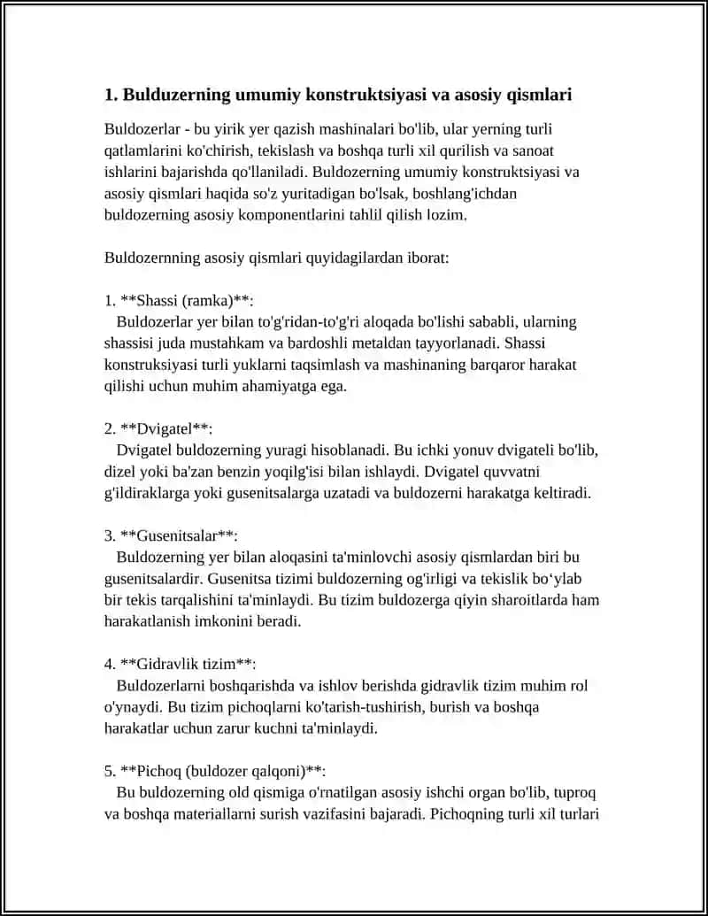 BULDUZER VA RIPPERLARNING KONSTRUKTIV SXEMALARI VA ISHLATILISHI 4