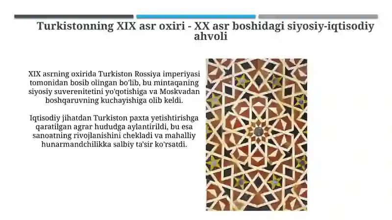 XIX-asr oxiri – XX asrl boshlaridagi Turkiston naqshlarida Yevropa naqshlarining ta’siri 4