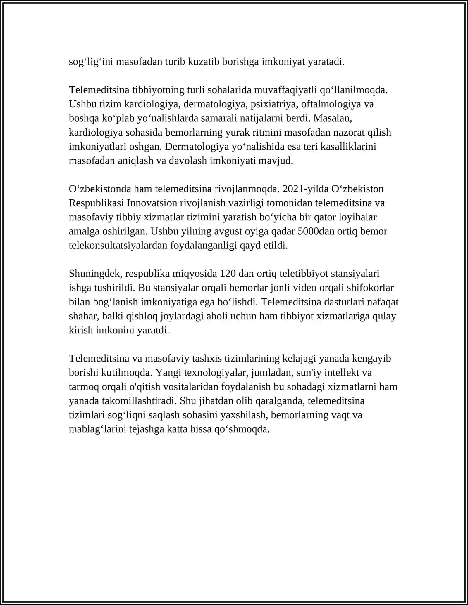 TIBBIYOT MASALALARINI YECHISHDA AXBOROT KOMMUNIKATSIYA TEXNOLOGIYALARI 4