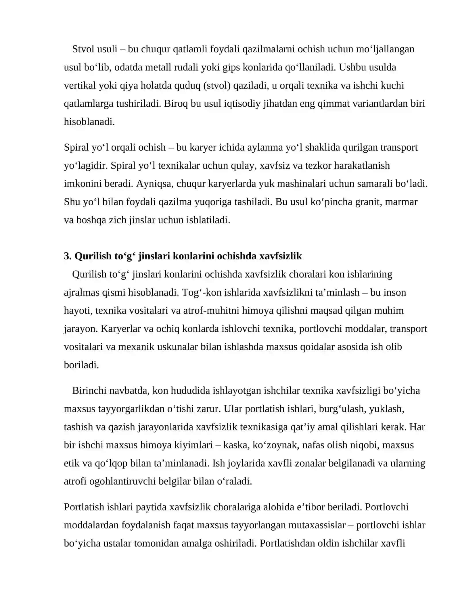 Qurilish to‘g‘ jinslari konlarini ochish 4