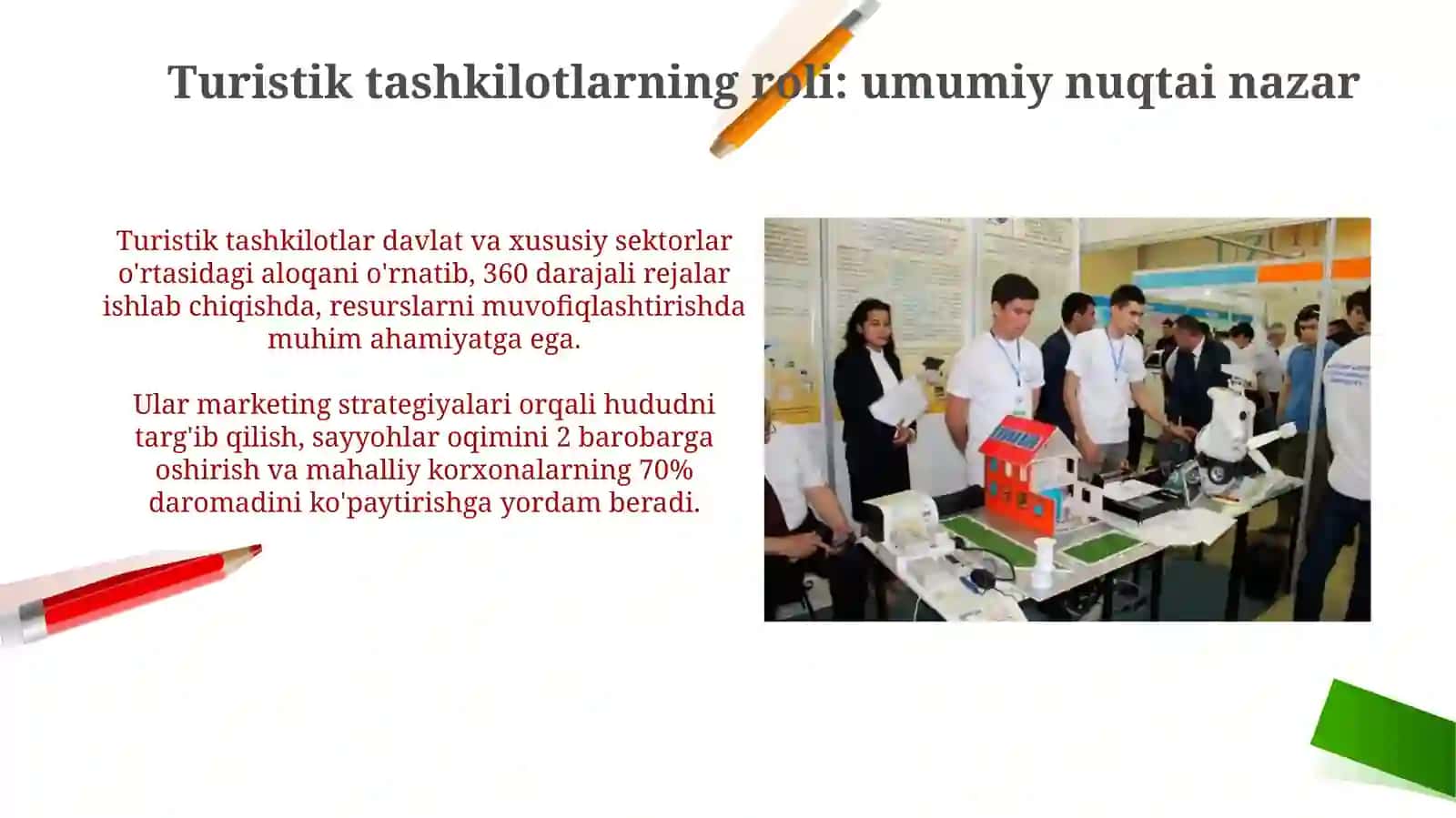 Turistik tashkilotlarning rekreatsiya rivojidagi roli 4