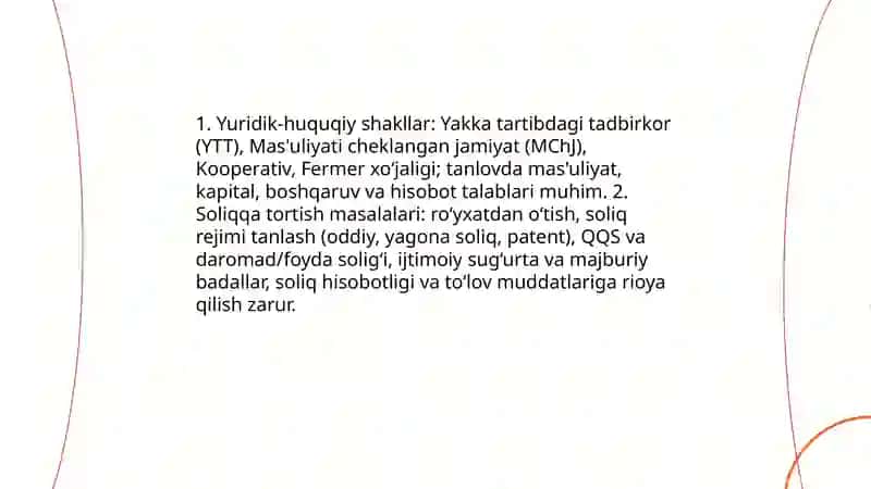 Kichik biznes va tadbirkorlik faoliyatini tashkil etish va boshqarish 4