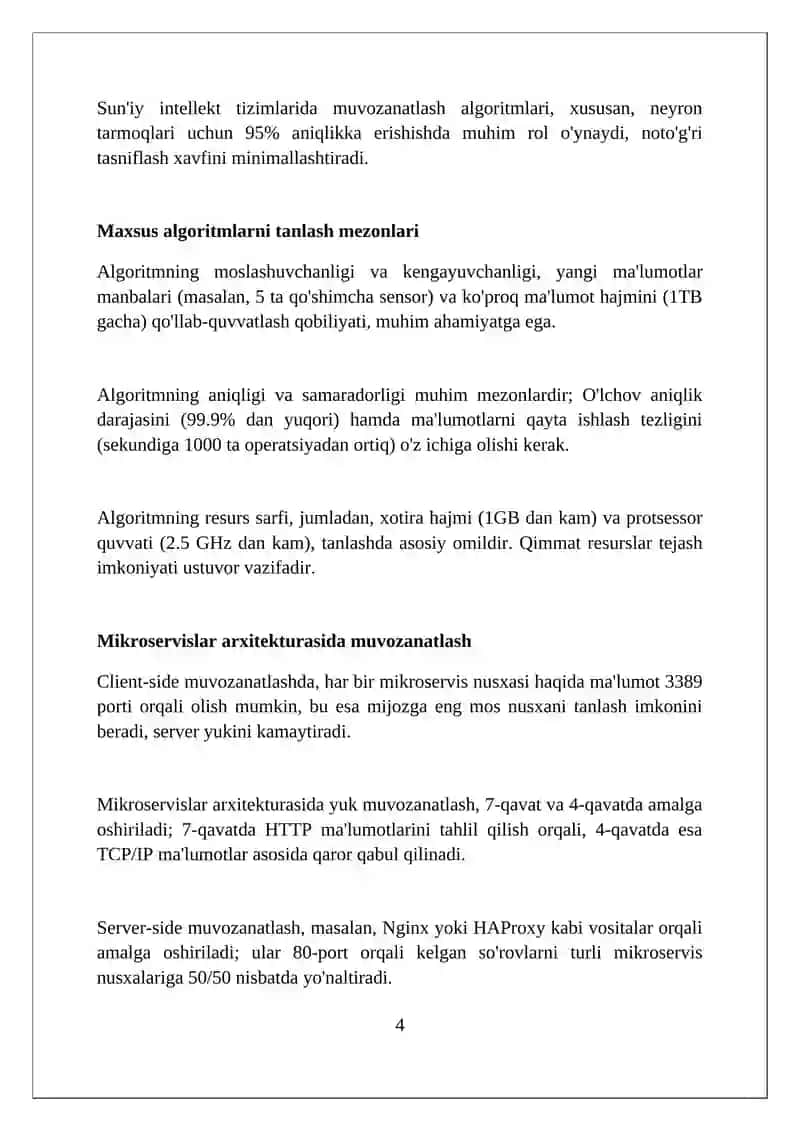 Muvozanatlash algoritmlari: muvozanatlashning umumiy va xususiy algoritmlari 4