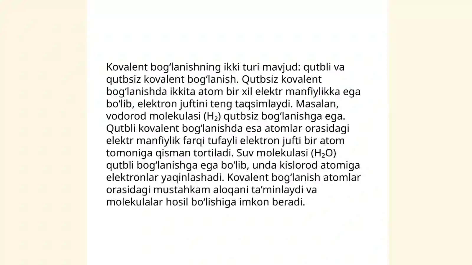 Kovalent bogʻlanishning turlari va xossalari 4