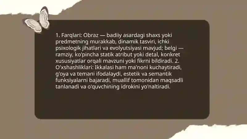 Badiiy obraz. Obraz va belgi 4