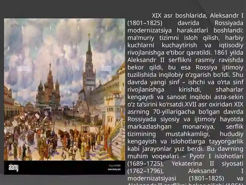 XVII asr oxiridan XIX asrning 70-yillarigacha Rossiya 4