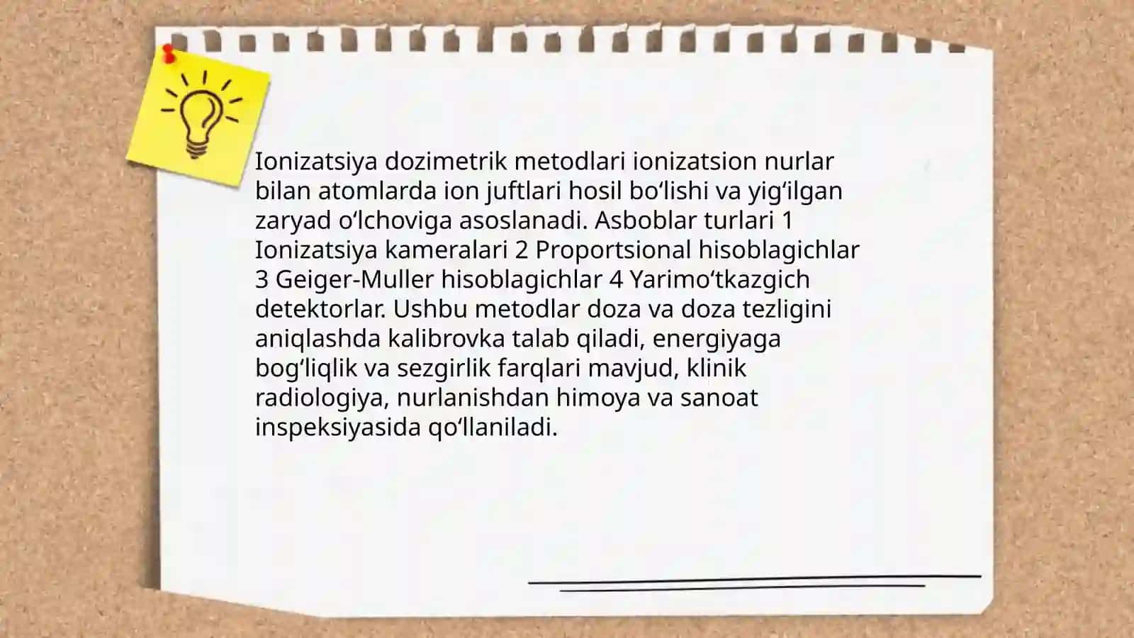 Dozimetriya metodlari. Dozimetrik asboblar tasnifi 4