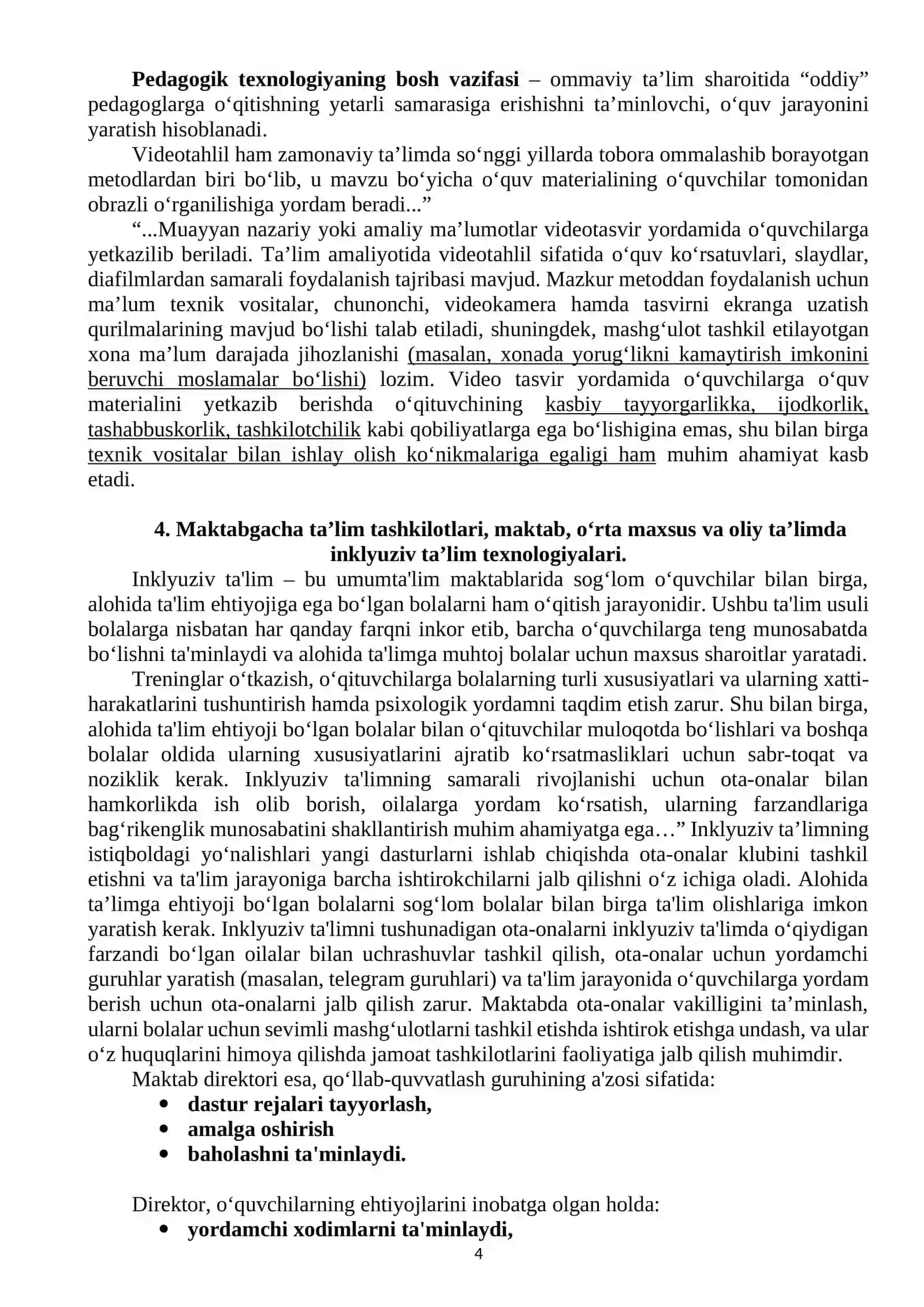 Ta’lim muassasalarida alohida yordamga muhtoj bolalarning ta’lim olishini qo‘llab-quvvatlash texnologiyalari. Ijtimoiy-hissiy o‘rganish. 4