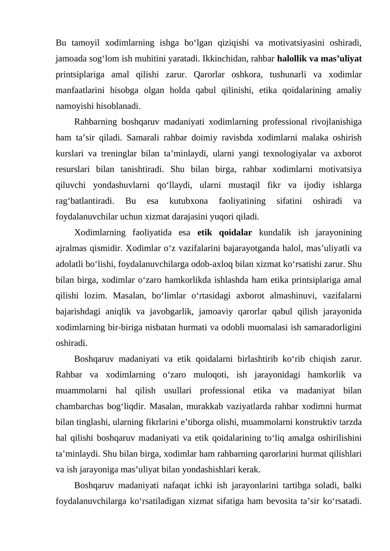 Axborot-kutubxona muassasasini boshqarishda etika, odob-axloq va boshqaruv madaniyati 4