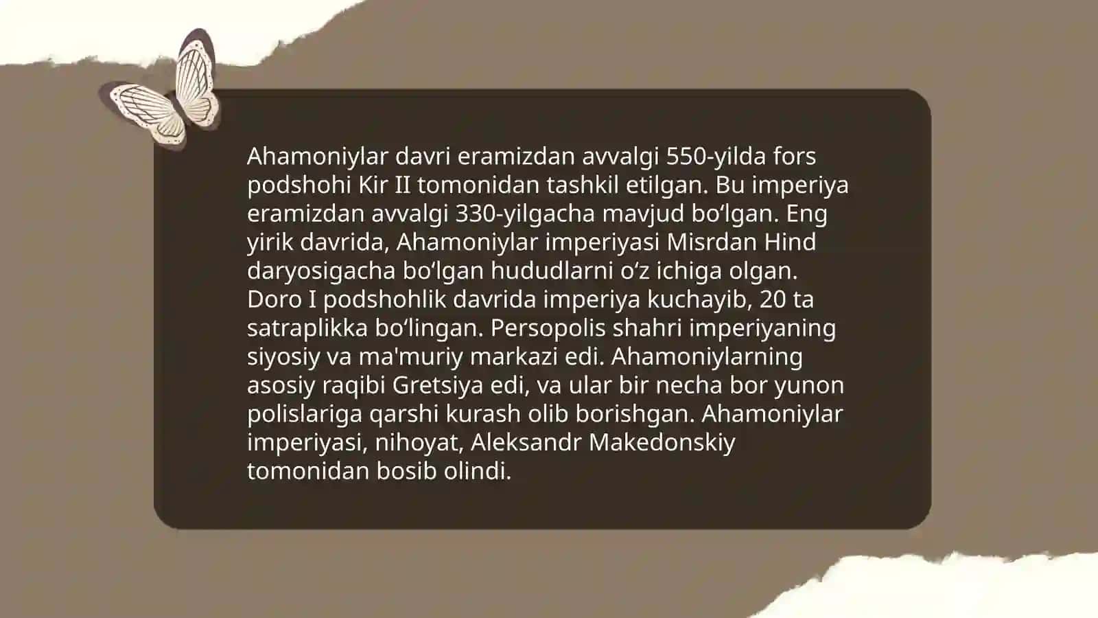 Oʻzbekiston davlatchiligining xronologik slolaviy davirlashtrish 4