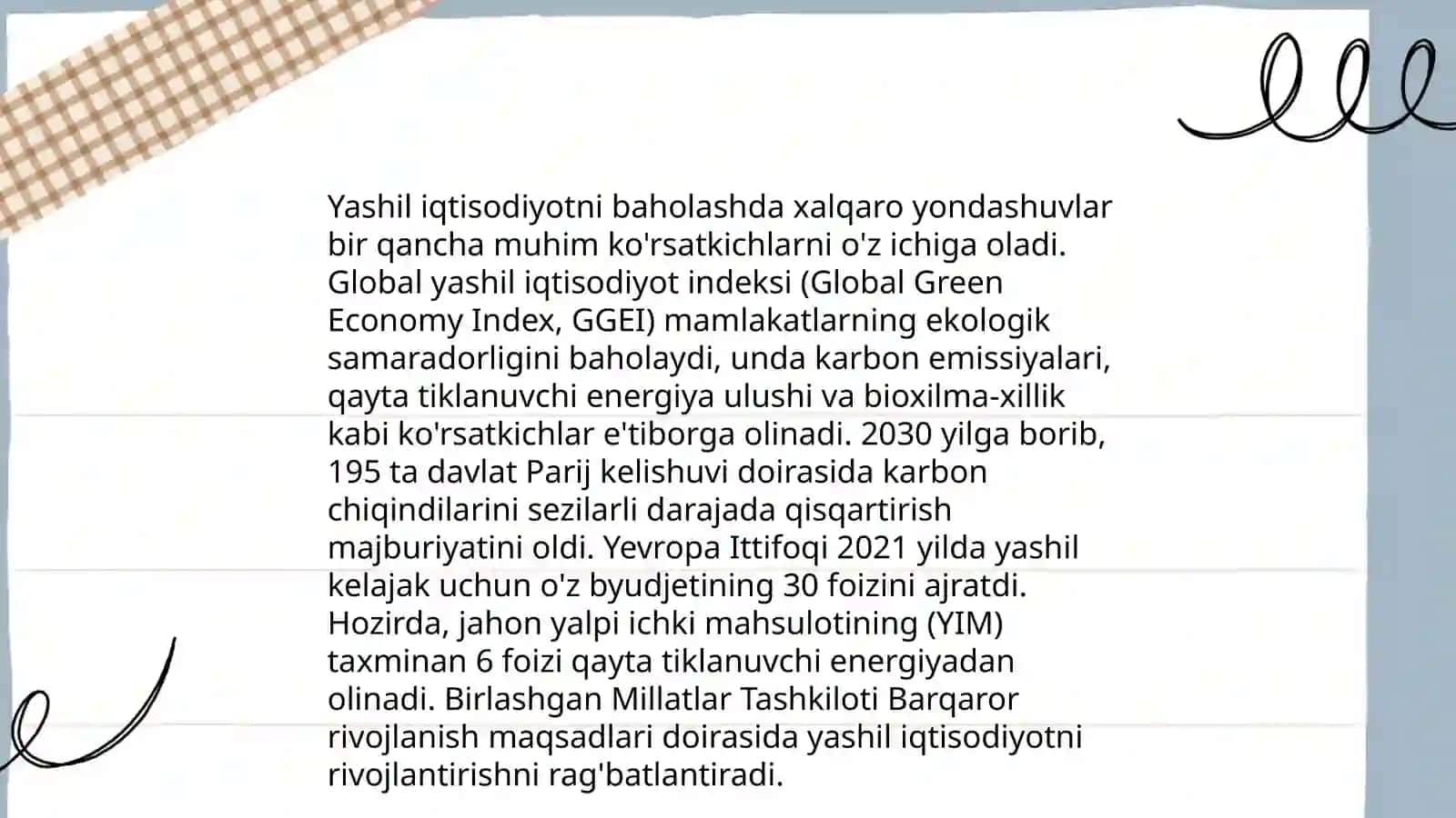 Yashil iqtisodiyotni baholashda xalqaro tashkilotlar yondashuvi: umumiy va farqli jihatlar: UNEP va yashil iqtisodiyotga o‘tishni baholash 4