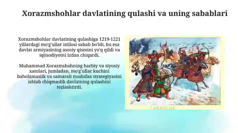 Movaraunnahrda mo’g’ullar hukmronligining o’rnatilishi va bosqinchilarga qarshi ozodlik kurashi 4