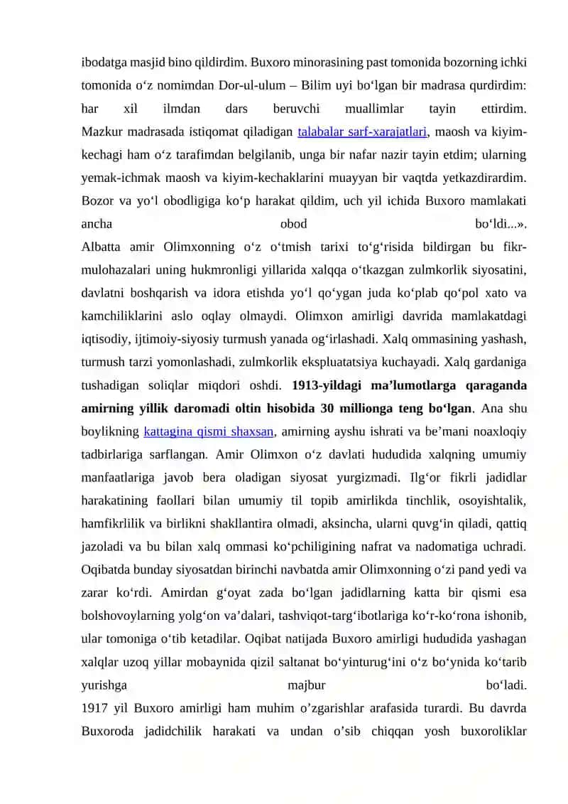 XIX ASR OXIRI XX ASR BOSHLARIDA BUXORO AMIRLIGI 4