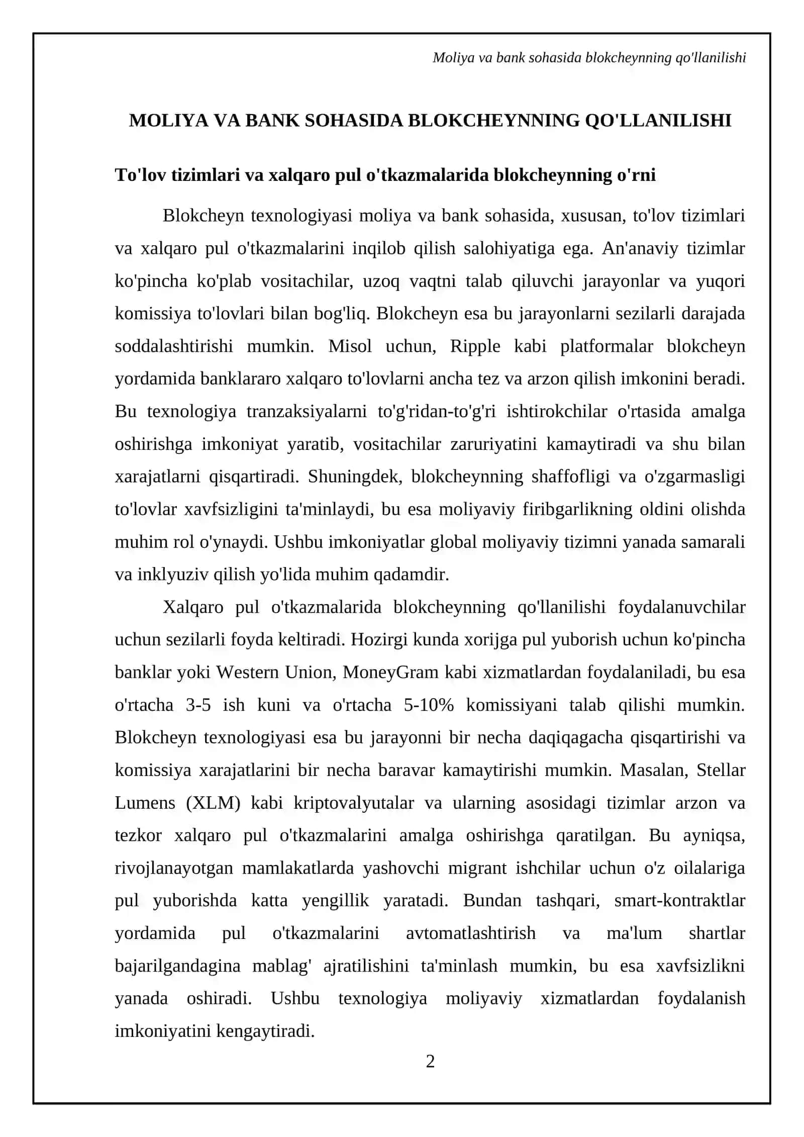 Har xil faoliyat sohalarida blokcheyn texnologiyasidan foydalanish xususiyatlari 4