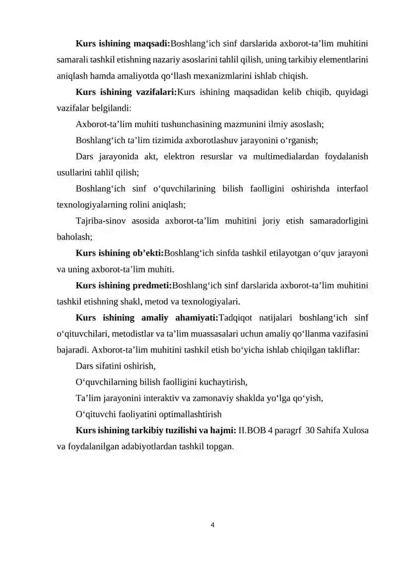 BOSHLANG‘ICH SINF DARSLARIDA AXBOROT-TA’LIM MUHITINI TASHKIL ETISH 4