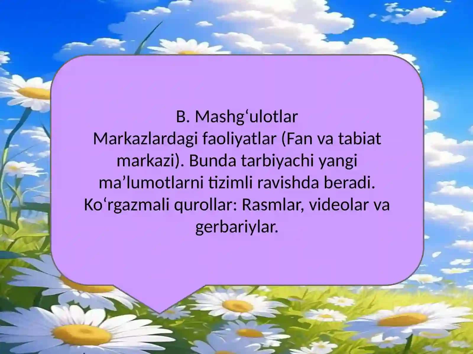 "Ilk Qadam" davlat dasturi asosida maktabgacha yoshdagi bolalarni tabiat bilan tanishtirish shakllari 4