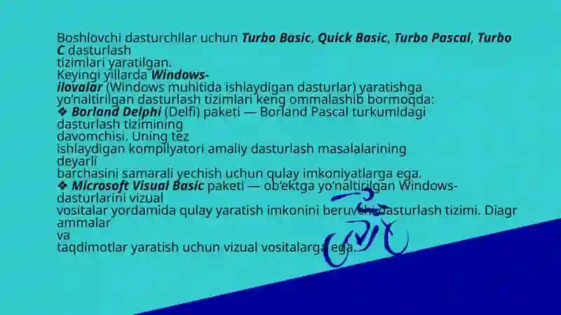 Algoritm usullari. Dasturlash tili. Tibbiy-biologik masalalarni yechish algoritmlarini matematik modellashtirish. 4