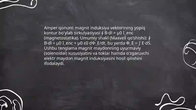 Magnit induksiya vektorining sirkulyasiyasi 4