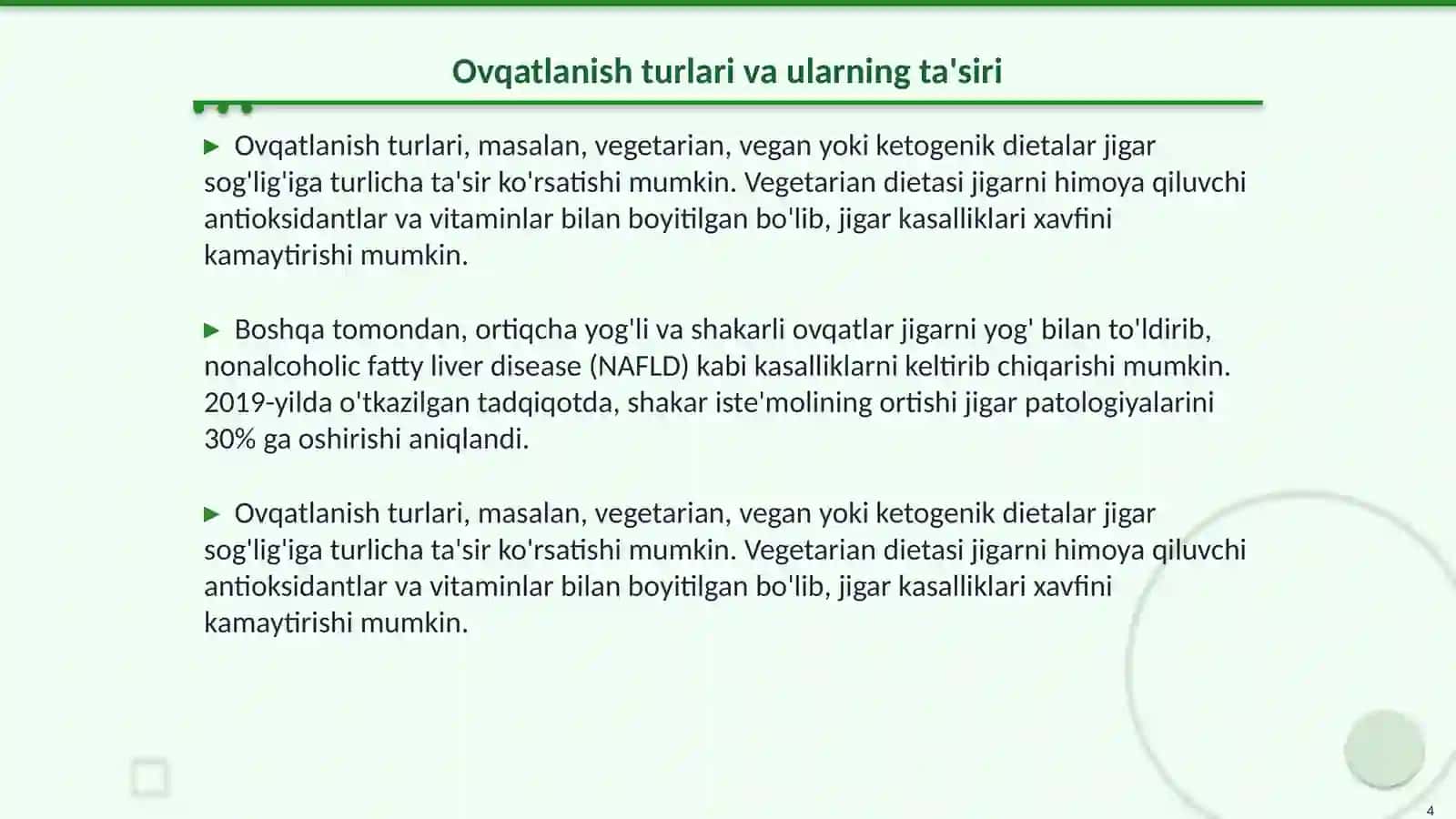Ovqatlanishning buzilishi - jigar patologiyasi 4